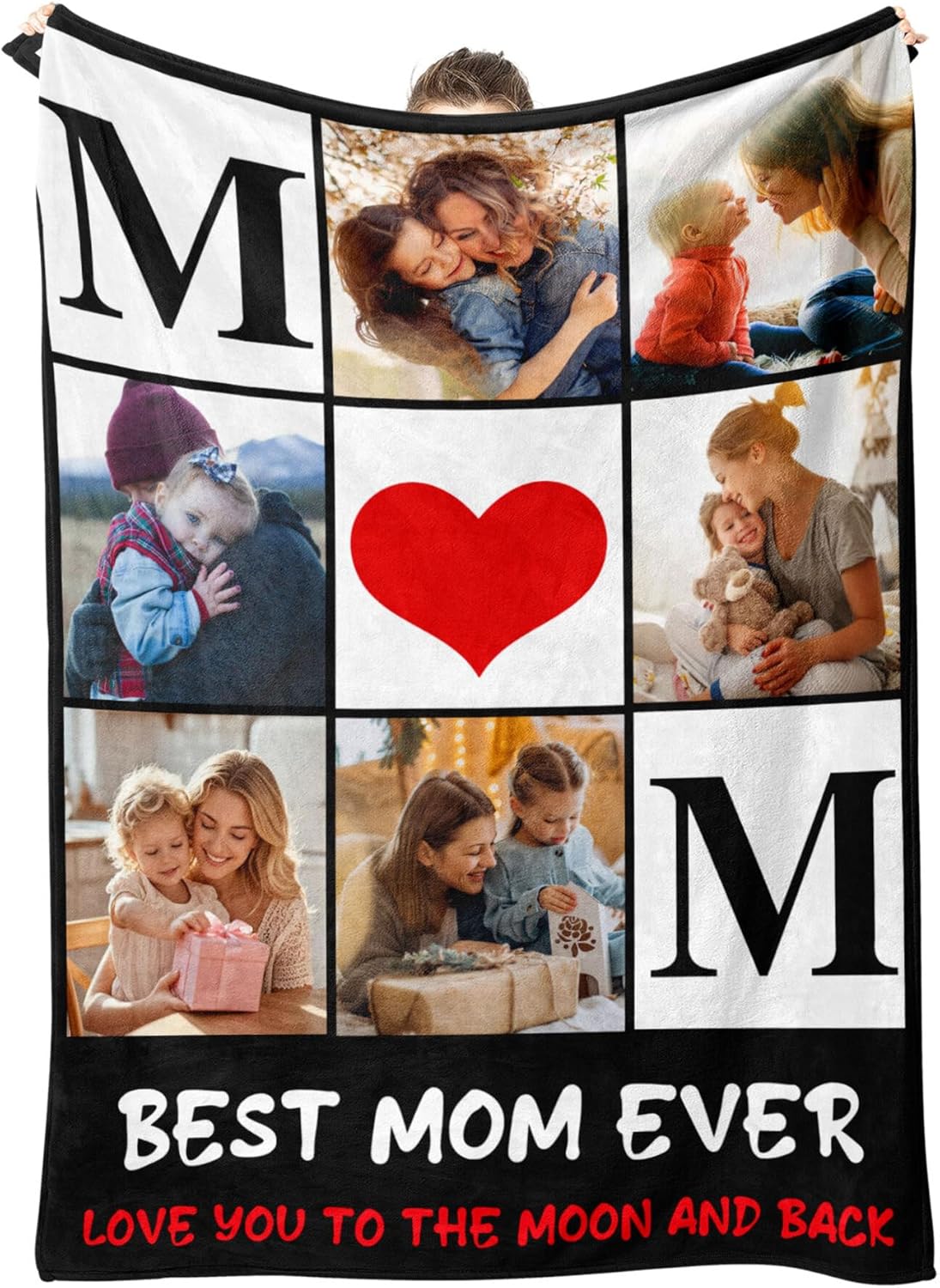 Personalized Mothers Day Blanket Gifts for Mom Custom Flannel Blankets with Photos Pictures Text， Customized Mother's Day Birthday Best Gift for Mom Grandma Wife