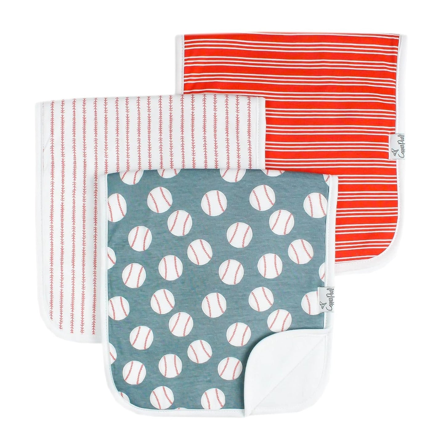 Copper Pearl Premium Baby Burp Cloths - 3-Pack Large Cotton Burp Cloths, Extra Soft Spit Up Rags with 3 Absorbent Layers, Perfect for Baby Boy Gifts (21" x 10" Size, Sluggera Set)