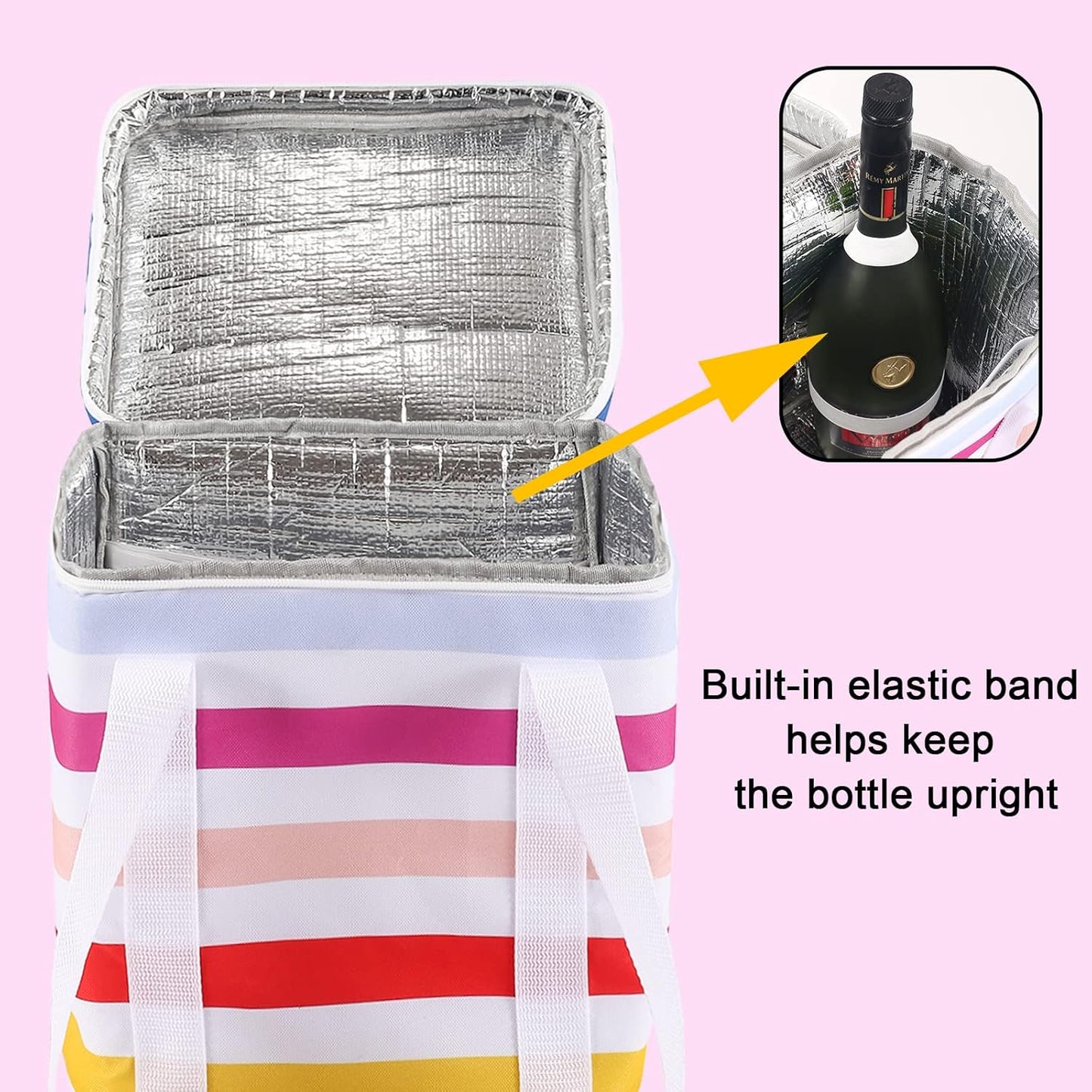 4 Bottle Wine Bag,Insulated&Leakproof Wine Cooler Bag,Wine Carrier Wine Tote Bag Wine Bottle Bag,Insulated Cooler Bag for Travel Picnic Beach Camping,Wine Gifts for Women Wine Lover,Wine Accessories