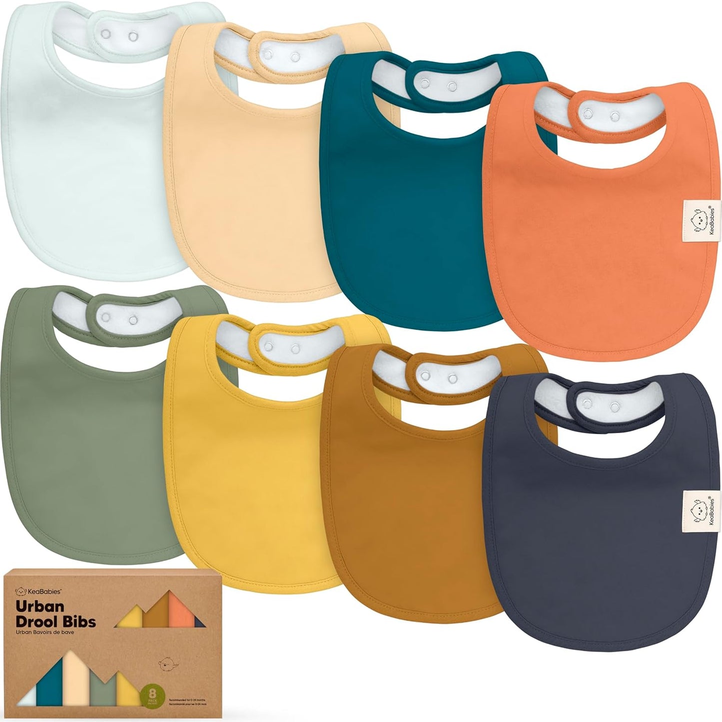 8-Pack Organic Baby Bibs for Boys, Girls - Soft Cotton Drooling and Teething Bibs for Baby Girl & Boy, Extra Absorbent, Easy To Clean & Put On for Toddler, Newborn, Infant 0-24 Months (Eclipse)