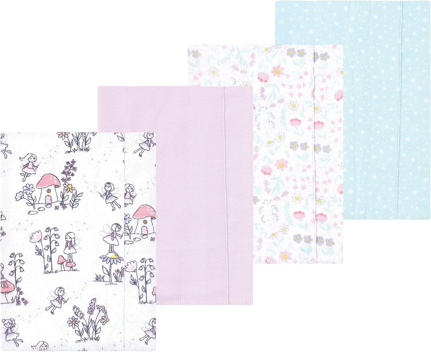 Luvable Friends Hudson Baby Flannel Burp Cloths 4pk, Garden Fairy Tale