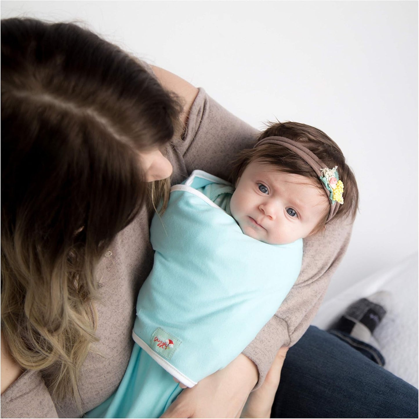 Newborn Bamboo Rayon Swaddle Wraps | Baby Receiving Blankets 3 pk: Wrap & 2 Muslin Square Blankets - Light Blue & Grey Chevron Stripes & Stars