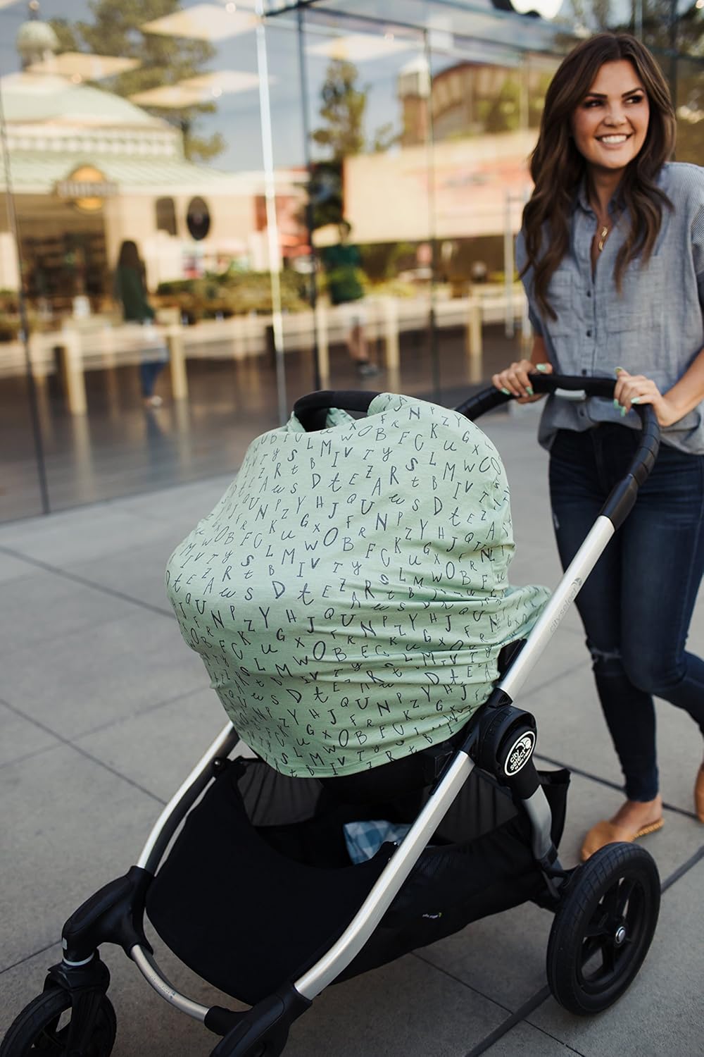 Baby Car Seat Cover Canopy and Nursing Cover Multi-Use Stretchy 5 in 1 Gift Poe by Copper Pearl