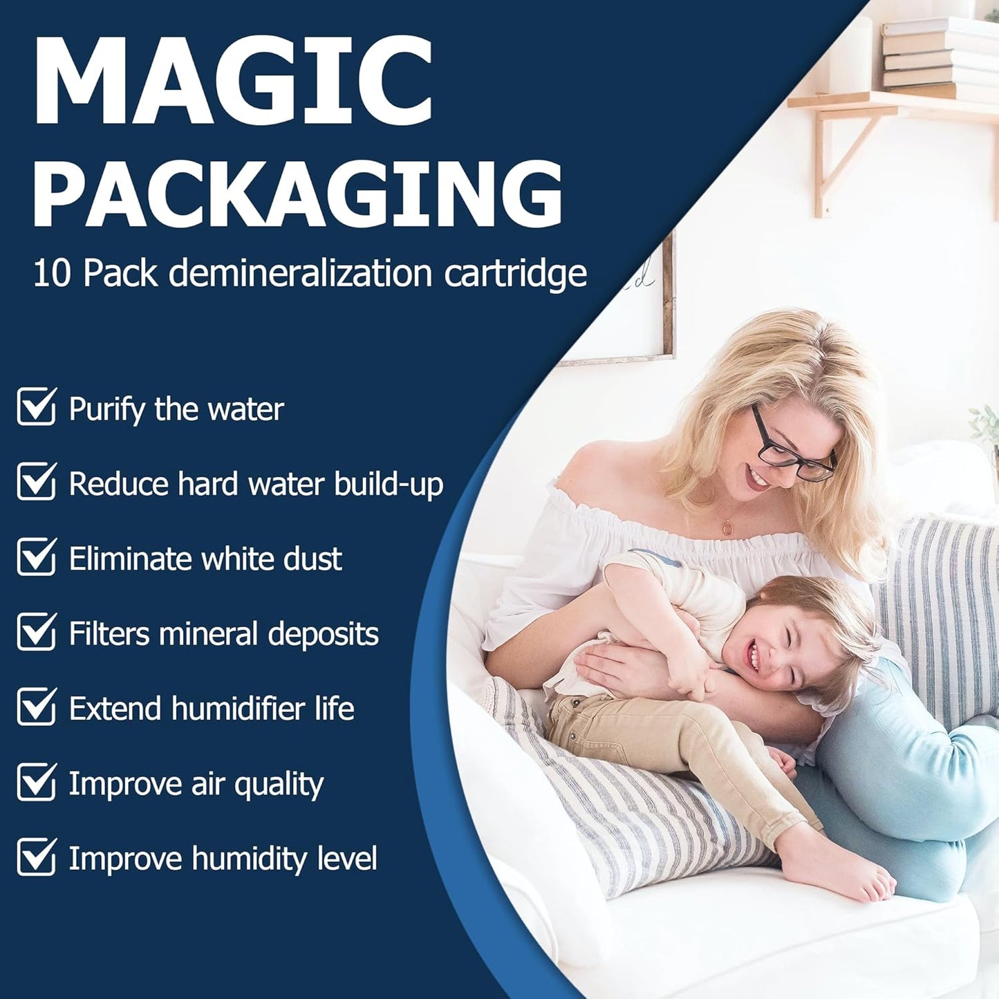 Funmit Demineralization Cartridge Compatible with HoMedics Ultrasonic Humidifiers, Prevents Hard Water Build-Up, Filters Mineral Deposits, Purifies Water, Compared to UHE-HDC4, 10 Pack