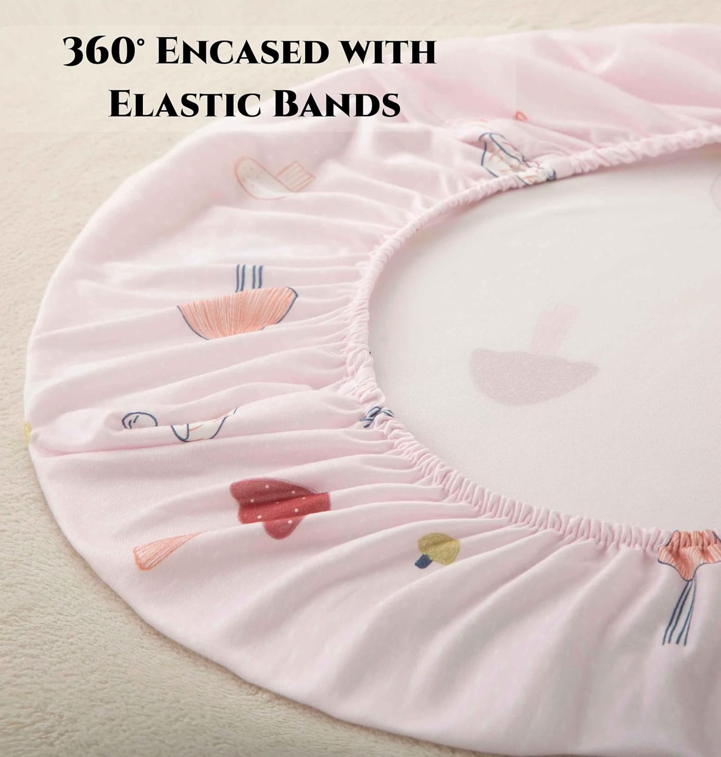 SDY Mushroom Bassinet Sheets Set 2 Pack for Boys Girls， Universal Fit for Bassinets Baby Cradle Moses Basket Oval Rectangle Mattress Safe and Snug 32 * 16 * 4 inches (Mushroom Day)