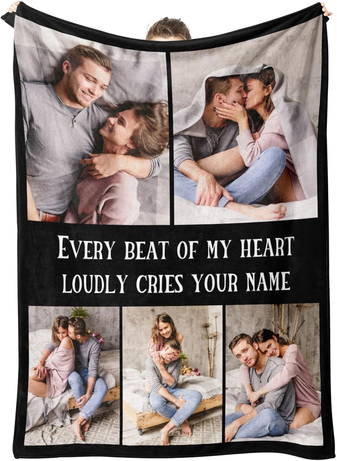 Personalized Blanket Custom Throw Blanket with Photo Text Customized Picture Blankets Personalized Gift Flannel Blanket for Birthday Gifts Valentines Day Gift, 40 * 50in