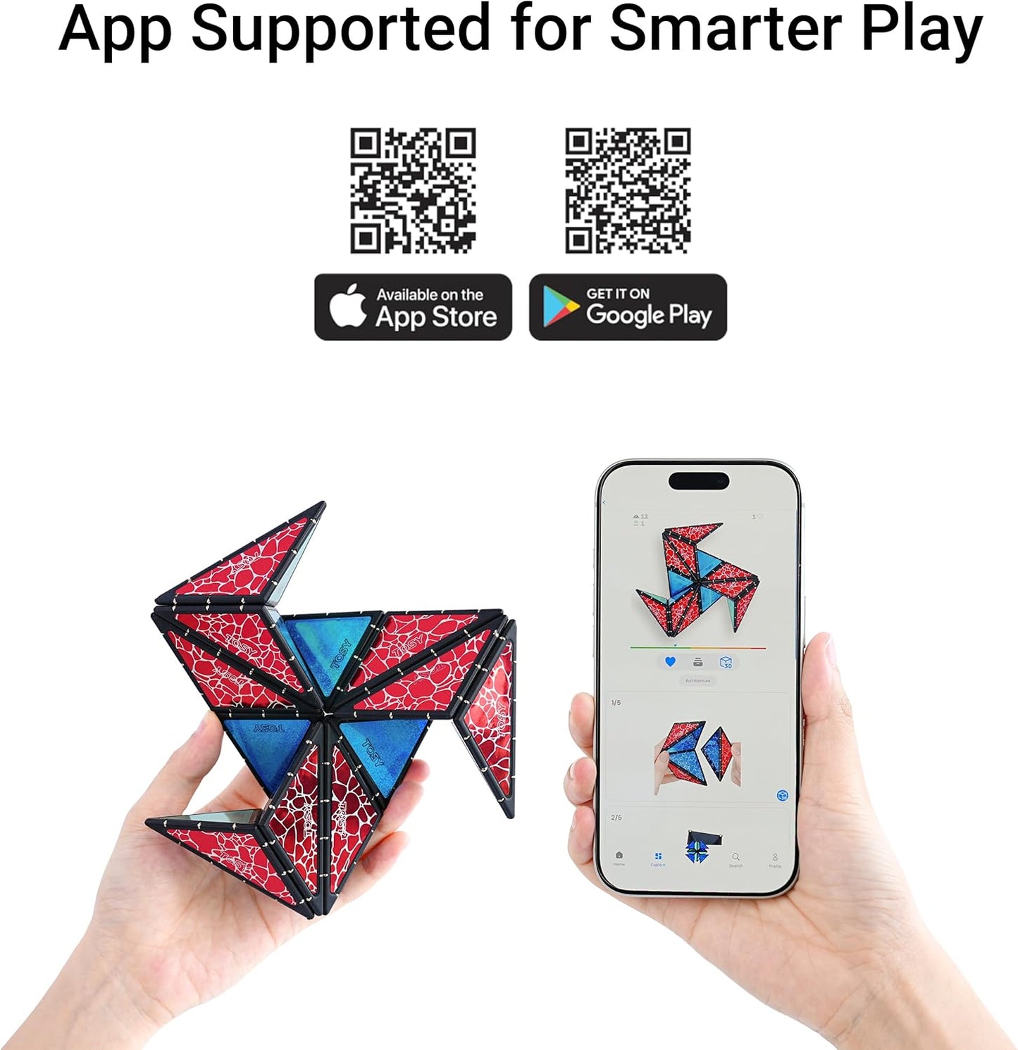 TOSY Magnet Pyramid Stone - 1 Cube Transforms into 1 Billion Shapes, 14 pcs (12 Puzzle pcs and 2 Spinners), 243 Rare Earth Magnets, Christmas Stocking Stuffers Gift for Kids, Creative Puzzle STEM Toy