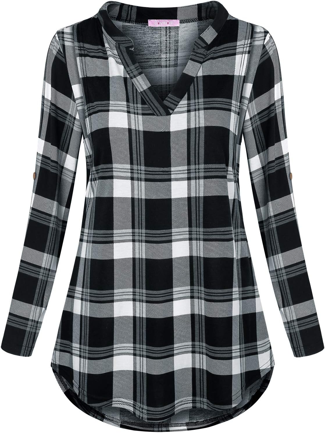 Joymom Maternity Rolled Long Sleeve Nursing Tops Tunic Blouses Breastfeeding