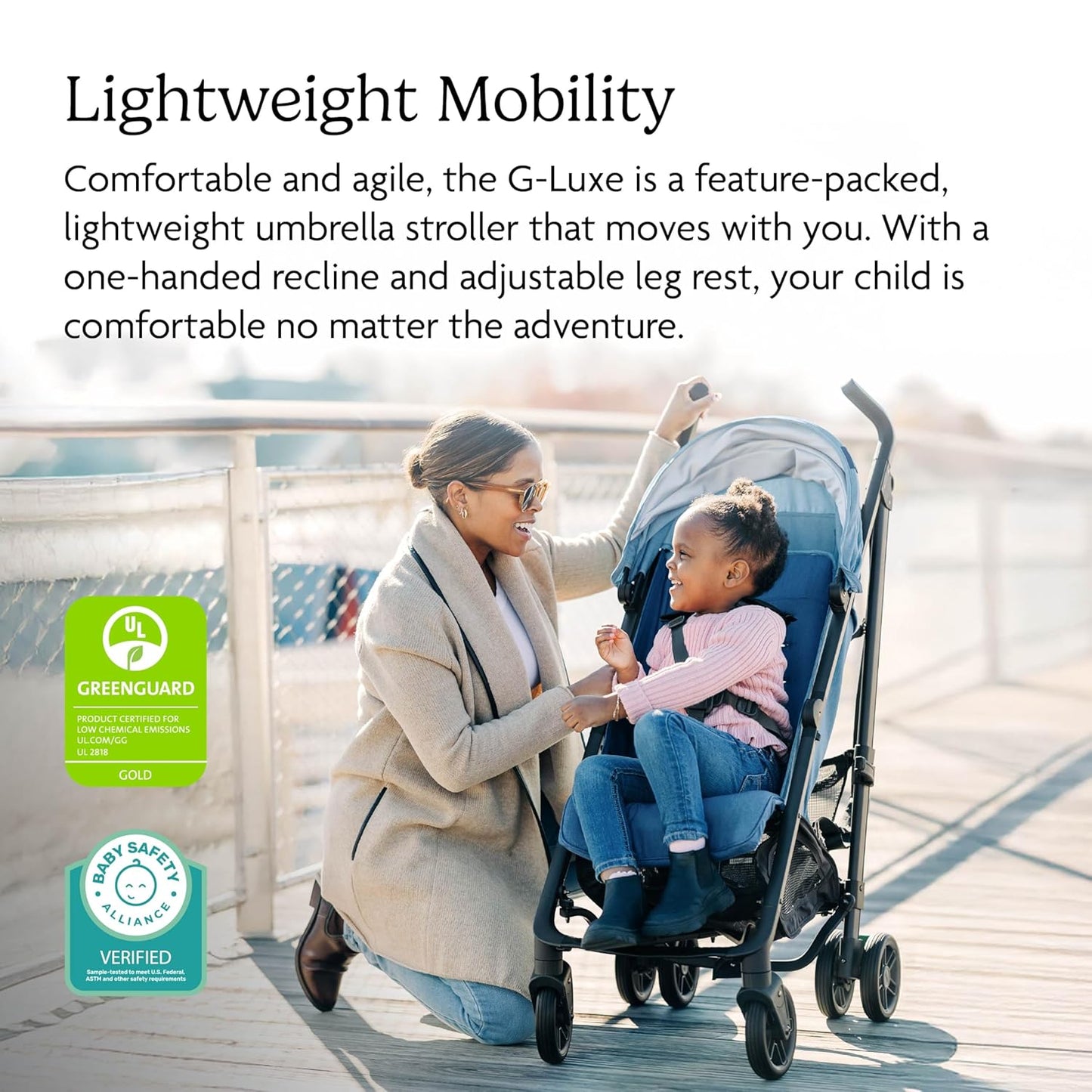 UPPAbaby G-Luxe Umbrella Stroller/Lightweight Design for Easy Travel/One-Step Fold + Recline/XL Basket + Canopy/Cup Holder Included/Greyson (Charcoal Mélange/Carbon Frame)