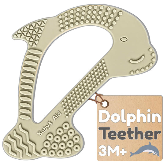 Baby Teething Toy, 8 Pain Relief Textures, Dolphin Silicone Teethers for Babies, Easy to Hold, Chew & Clean, BPA-Free Baby Teething Relief, Durable and Flexible Infant Chew Toys, 3M+ - Baby’s Aid