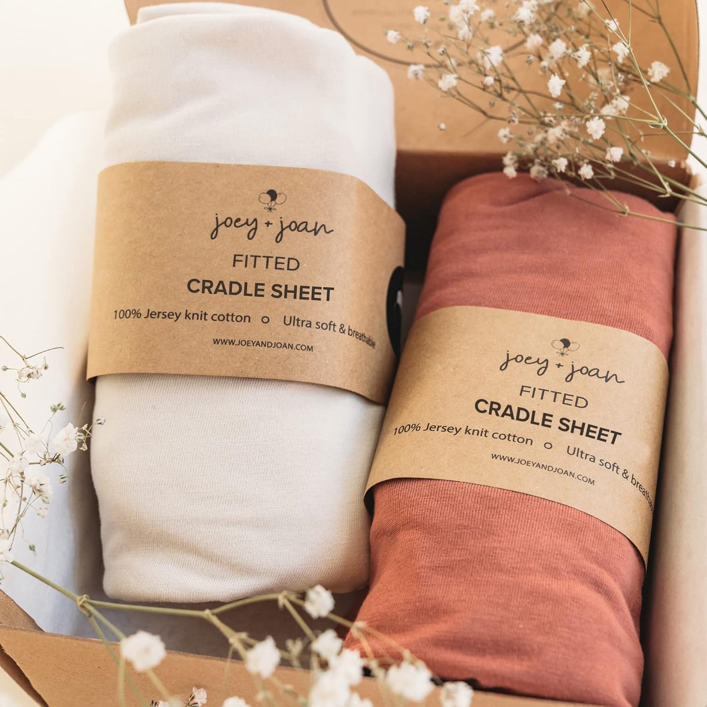 Cradle Sheets Fitted 18 x 36 Inch – Snuggly Soft 100% Jersey Cotton – Beige + Rusty Brown – 2 Pack
