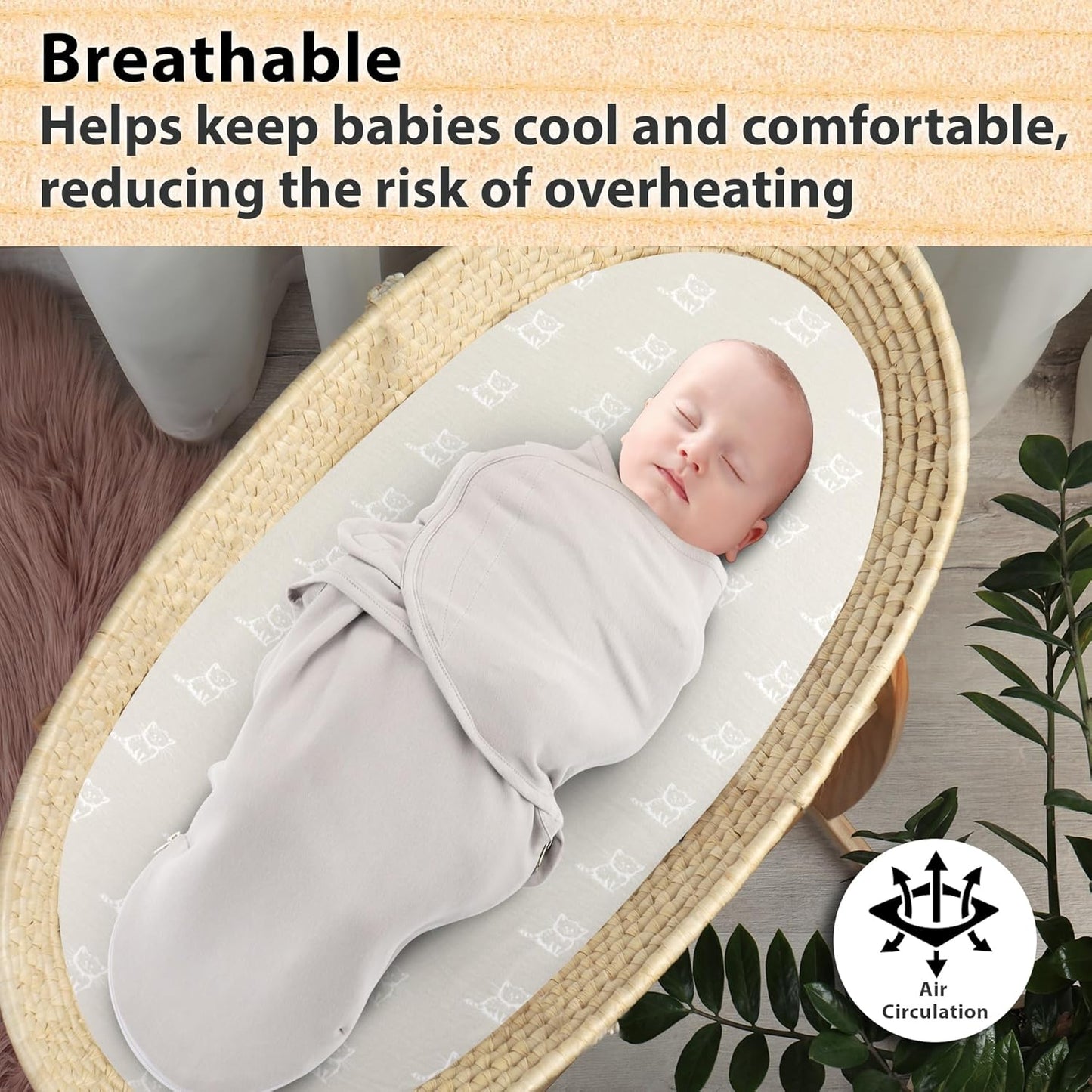 Bassinet Sheets Girl– 3-Pack Soft Fitted Bassinet Sheets, Organic Cotton, Breathable & Cozy, Fits 32x16x4 Inch Rectangle, Oval & Hourglass Mattresses