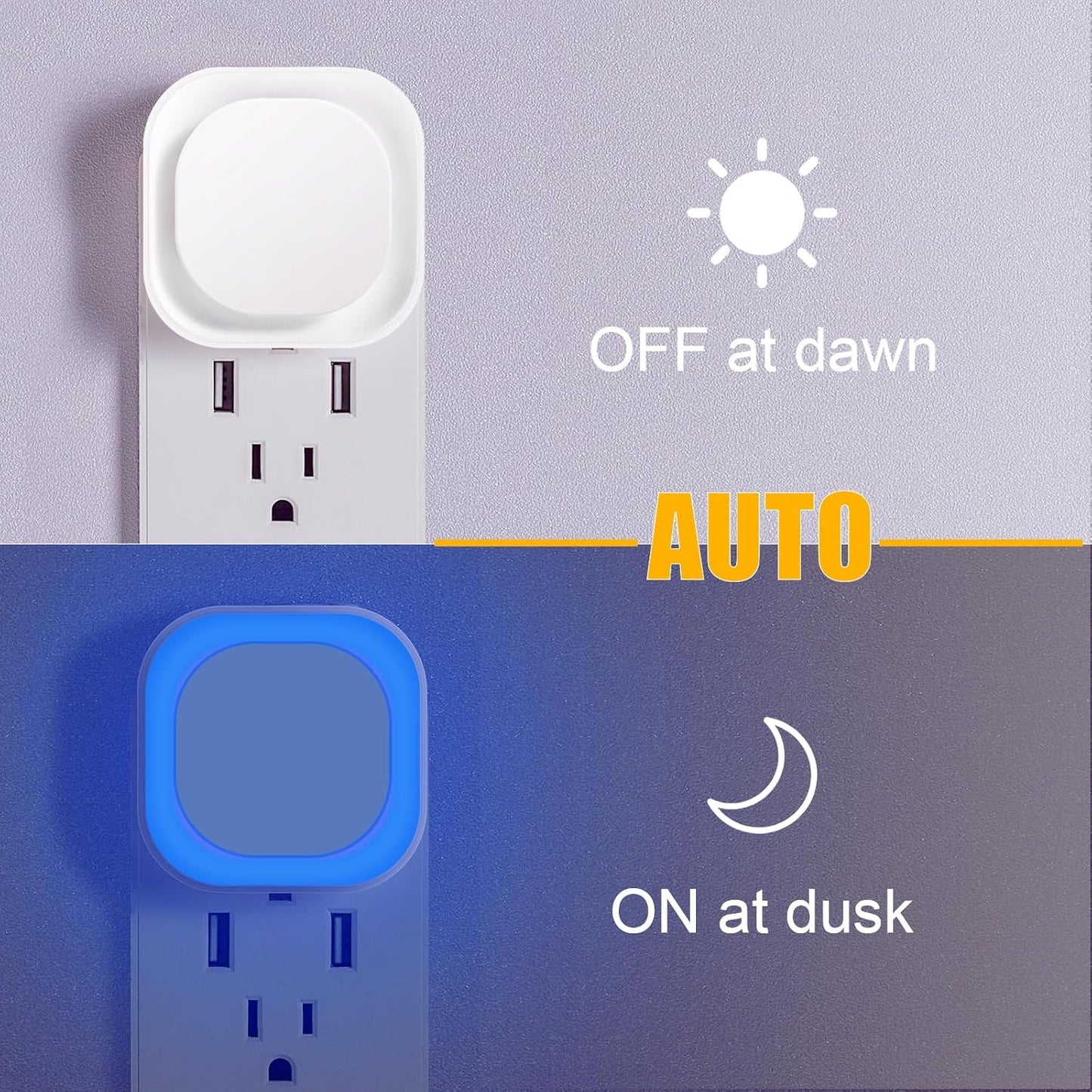 6 Pack Azure Night Light, Crisp Modern Glow with Dimmable Soft Light & Indirect Reflection, Auto Dusk to Dawn Sensor, Plug in LED Nightlight for Bathroom,Toilet, Kitchen Counter, Modern Decor