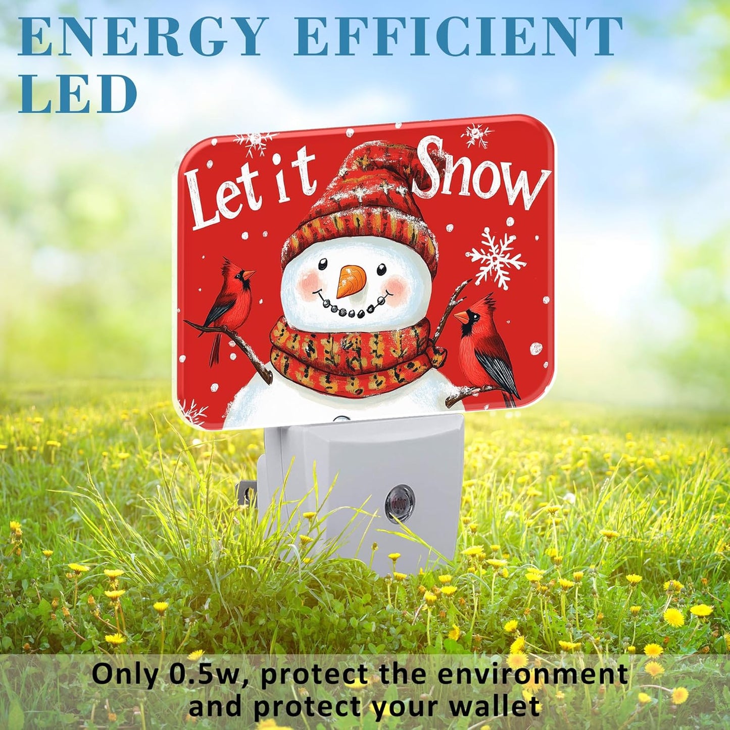 Christmas Snowman Night Light for Kids, Let is Snow LED Night Light Plug into Wall with Dusk to Dawn Sensor for Girls Boys Women Men Room, Hallway, Kitchen, Bathroom, Stairs Decor