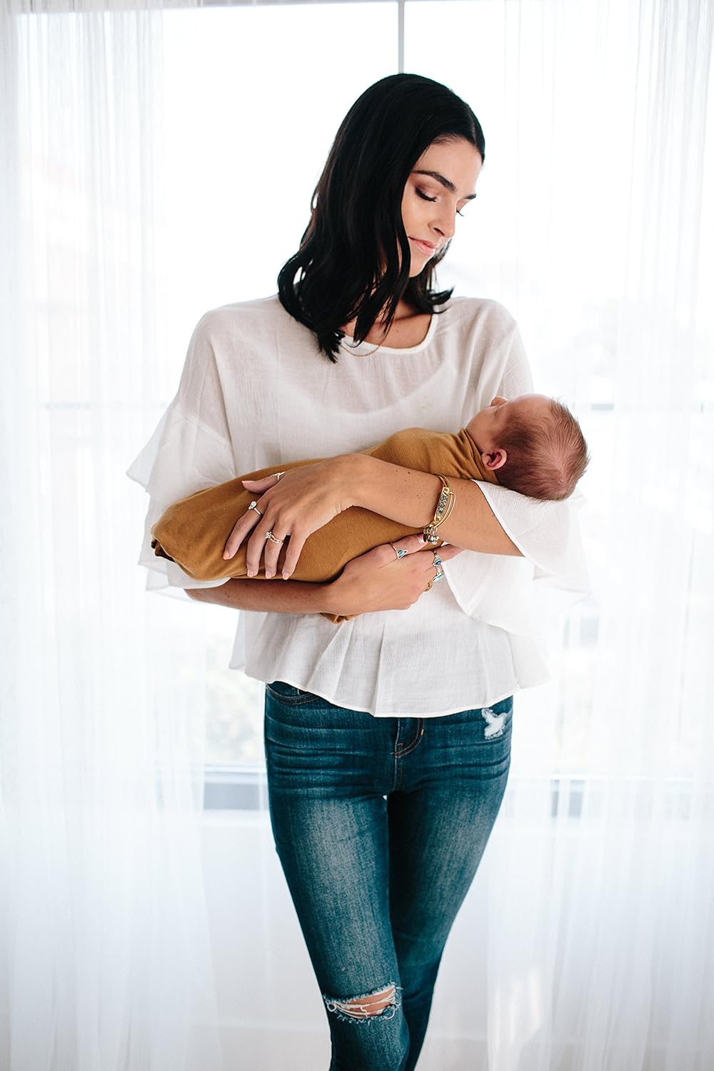Copper Pearl Baby Swaddle Blanket - Premium Knit Baby Blanket, Large Soft Stretchy Receiving Blankets for Baby Boy and Girl, Swaddles for Newborn, Infant, and Toddler (Camel)