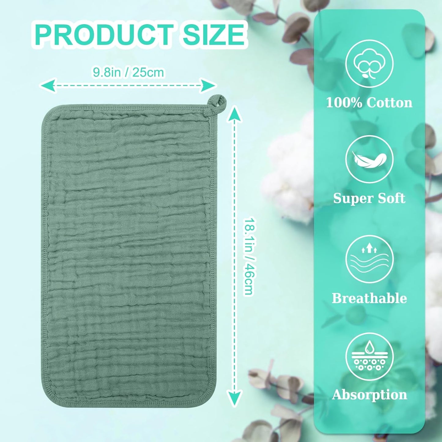 Accmor 12 Pack Muslin Burp Cloths 100% Cotton 20''x10'' Large Extra Soft and Absorbent Baby Burping Cloth for Boys Girls