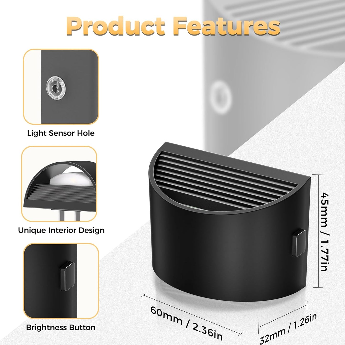 DORESshop LED Night Light[2 Pack], Night Lights Plug into Wall, 3 Level Brightness Adjustable Plug in Night Light, Dusk to Dawn Sensor, Nightlights for Adults, Bedroom, Bathroom, Hallway, 3000K