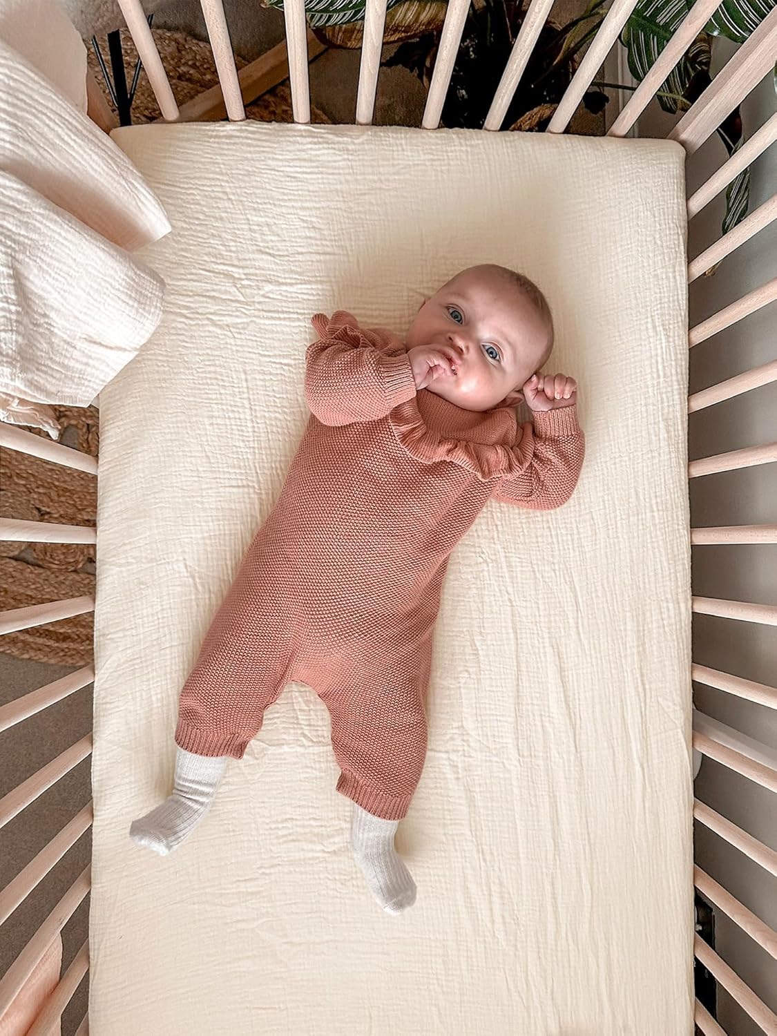 Pack and Play Sheets for Baby Boy and Girl 2 Pack, Neutral Muslin Cotton Pack N Play Mattresses Sheet 27"x39", Muslin Nursery Bedding Soft and Breathable Comfort (Beige & Cream)