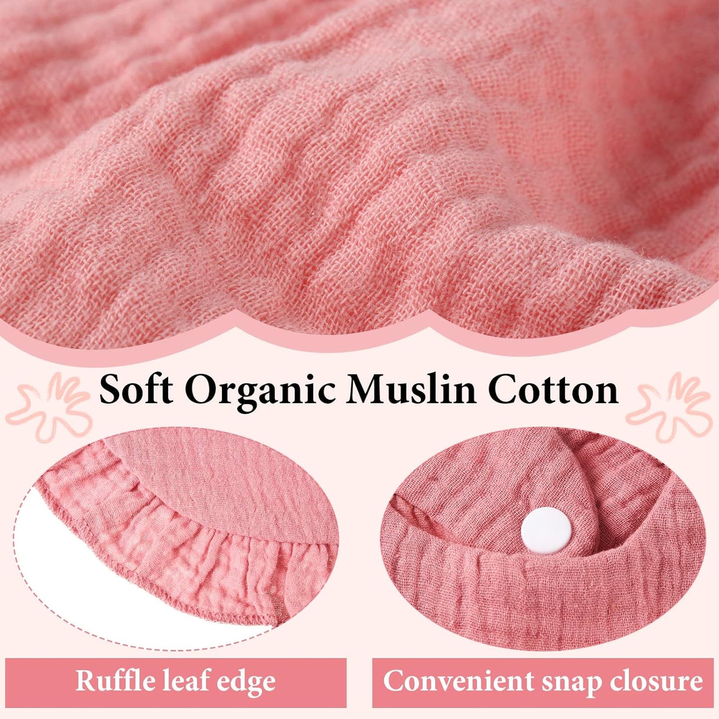 Kenning 18 Pcs Muslin Drool Baby Bibs Baby Girl Ruffle Bibs Absorbent Cotton with Snap Button for Boys Girls