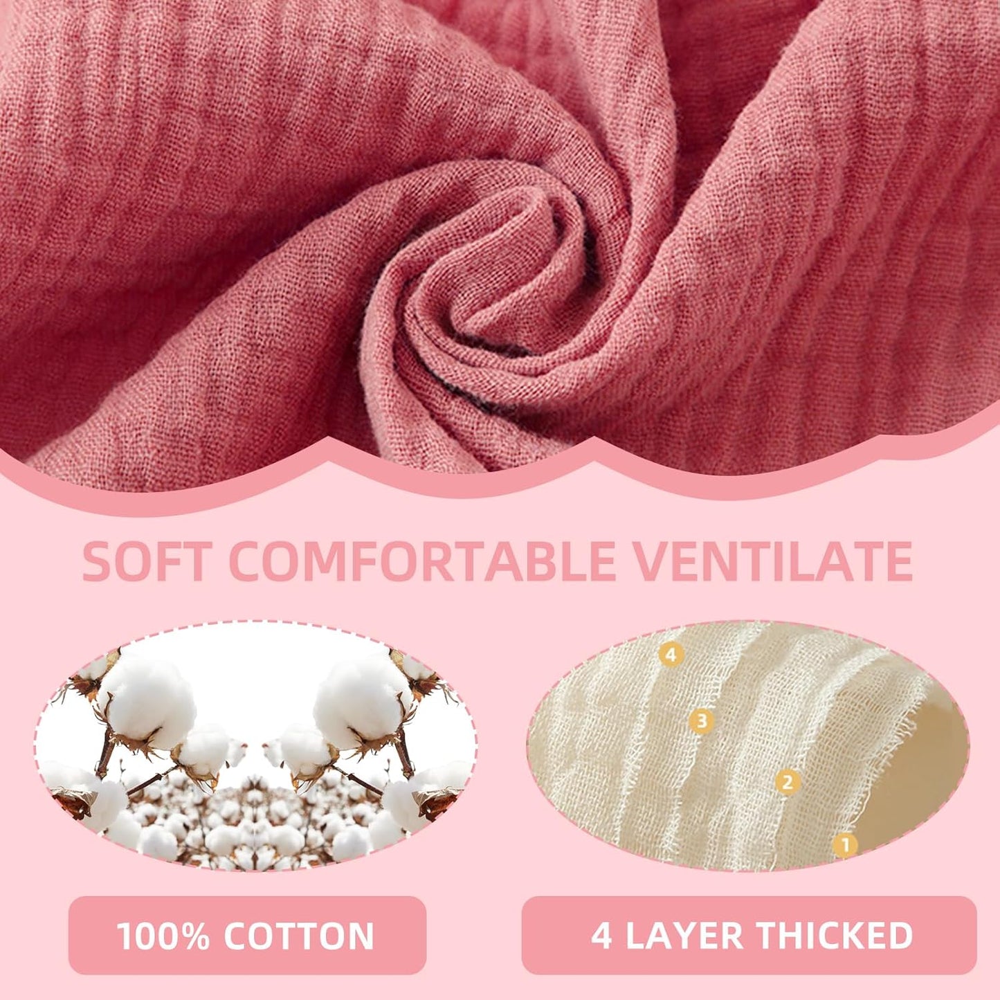 Baby Muslin Bibs, Bandana Drool Bib for Girls, Adjustable 100% Cotton Soft Baby Bibs for Drooling and Teething Organic Solid Colors Lap-Shoulder