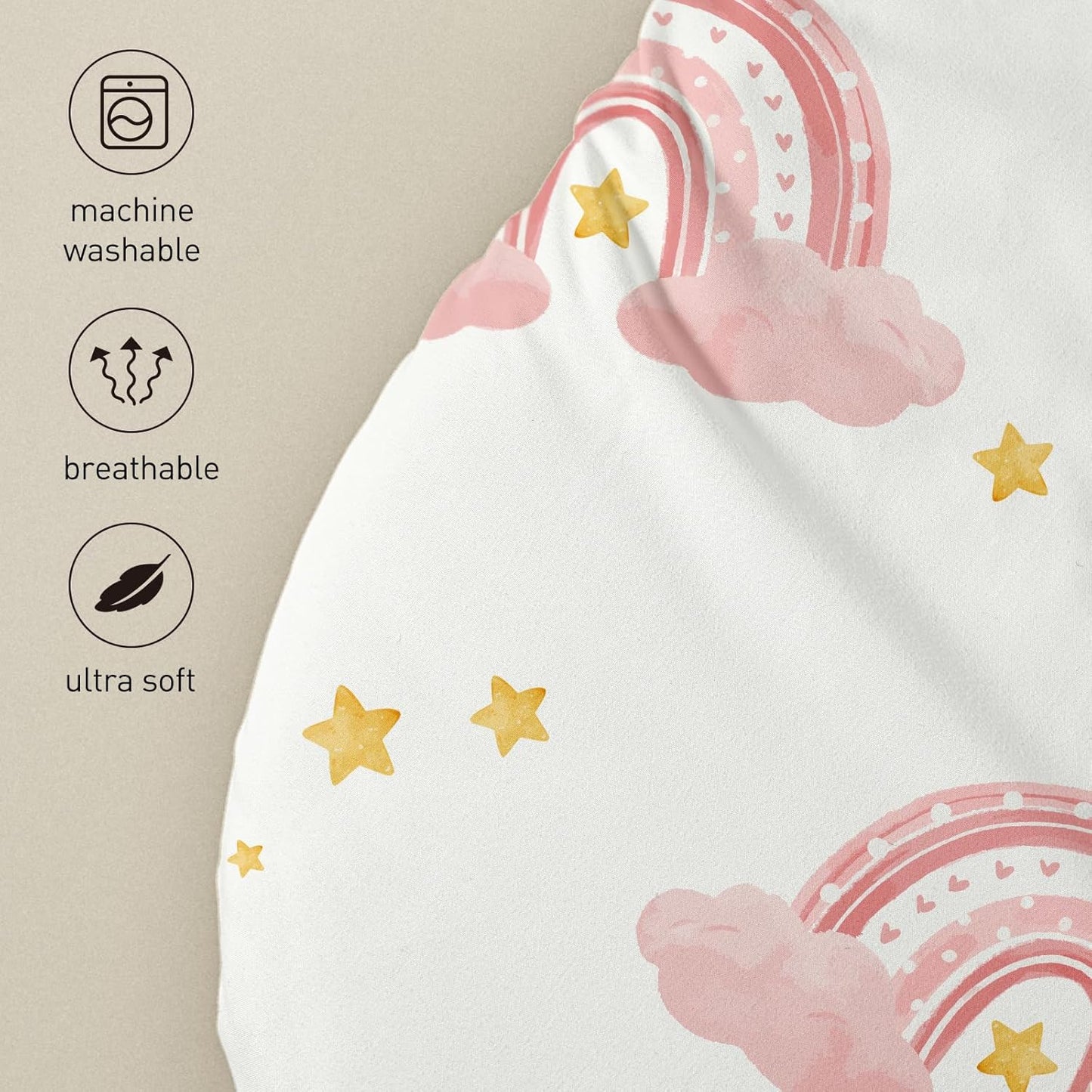 Soarwg Kids Bassinet Sheets 4 Pack, Bassinet Sheets for Baby Boy and Girl, Bassinet Sheet Neutral, Fit for Rectangle, Round, Oval, Hourglass Mattress, Flexible for Different Bassinet Pad/Mattress