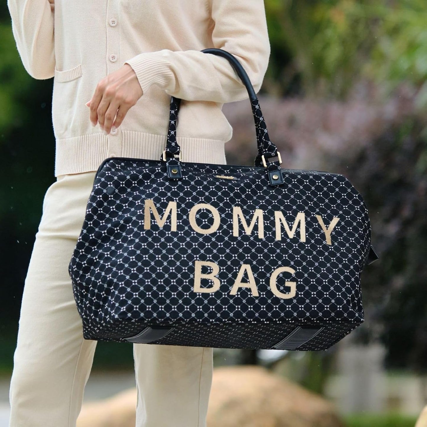 SUNVENO Large Diaper Bag Tote, Mommy Weekender Travel Bag for Mom & Baby, with 2 Pouches, Changing Pad & Luggage Sleeve