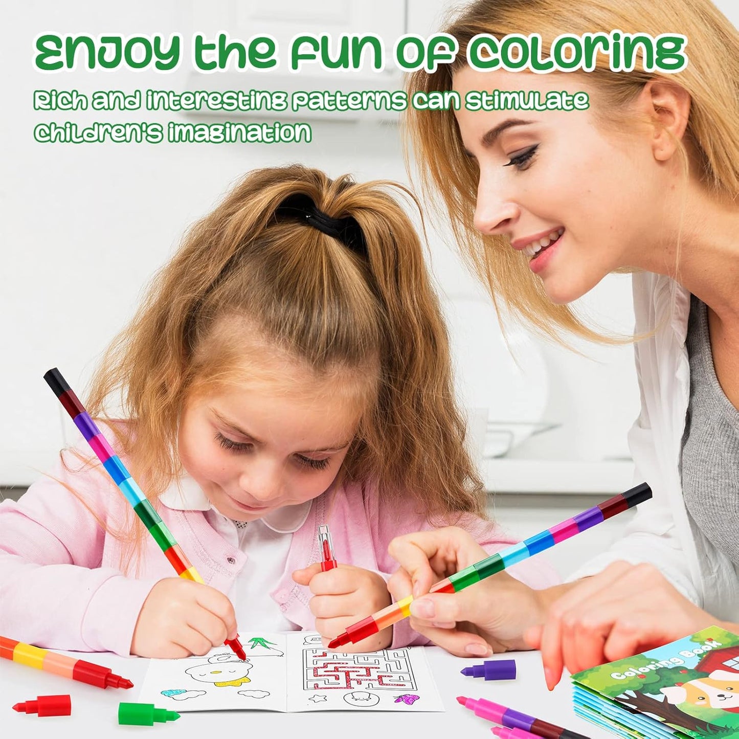 BenLouis 12 Farm Animals Mini Coloring Books Kids with 12 Stacking Crayons Cow Horse Barn Party Favors Small Activity Books Bulk for Kids Farm Birthday Party Gift Goodie Bag Stuffers