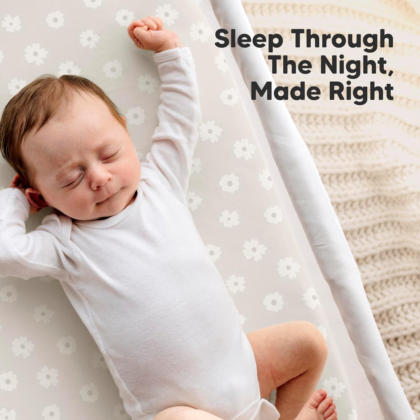 2-Pack Organic Bassinet Sheets for Girls, Boys - 100% Cotton Bassinet Mattress Sheets Compatible with Halo Bassinest Swivel Sleeper, Graco, Baby Delight, Chicco, Unisex Fitted Bassinet Sheets (Meadow)