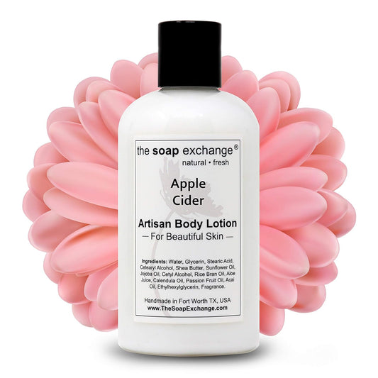 The Soap Exchange Body Lotion - Apple Cider Scent - Hand Crafted 8 fl oz / 240 ml Natural Artisan Skin Care for Hand, Face, & Body. Moisturize, Hydrate, & Protect. Made in the USA.