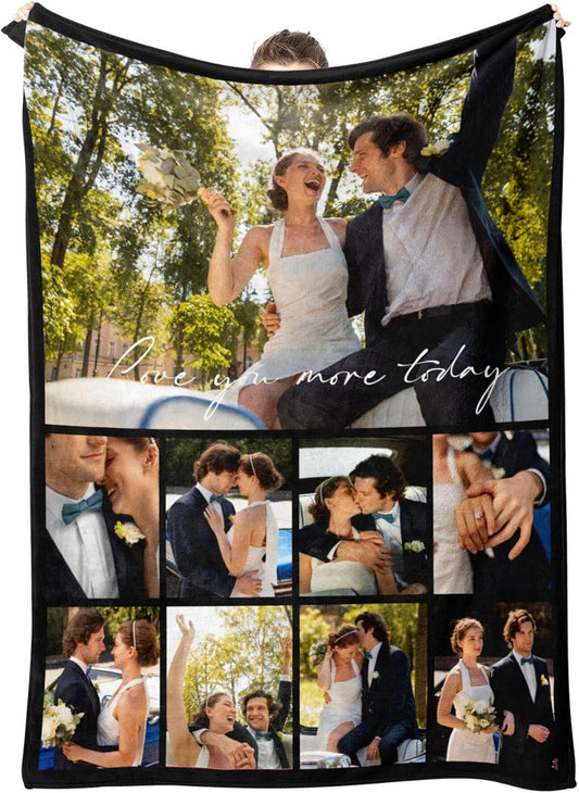 Personalized Blanket Custom Blanket with Photo Text Customized Picture Blankets Personalized Flannel Blanket for Valentines Day Gift, 60 * 80in