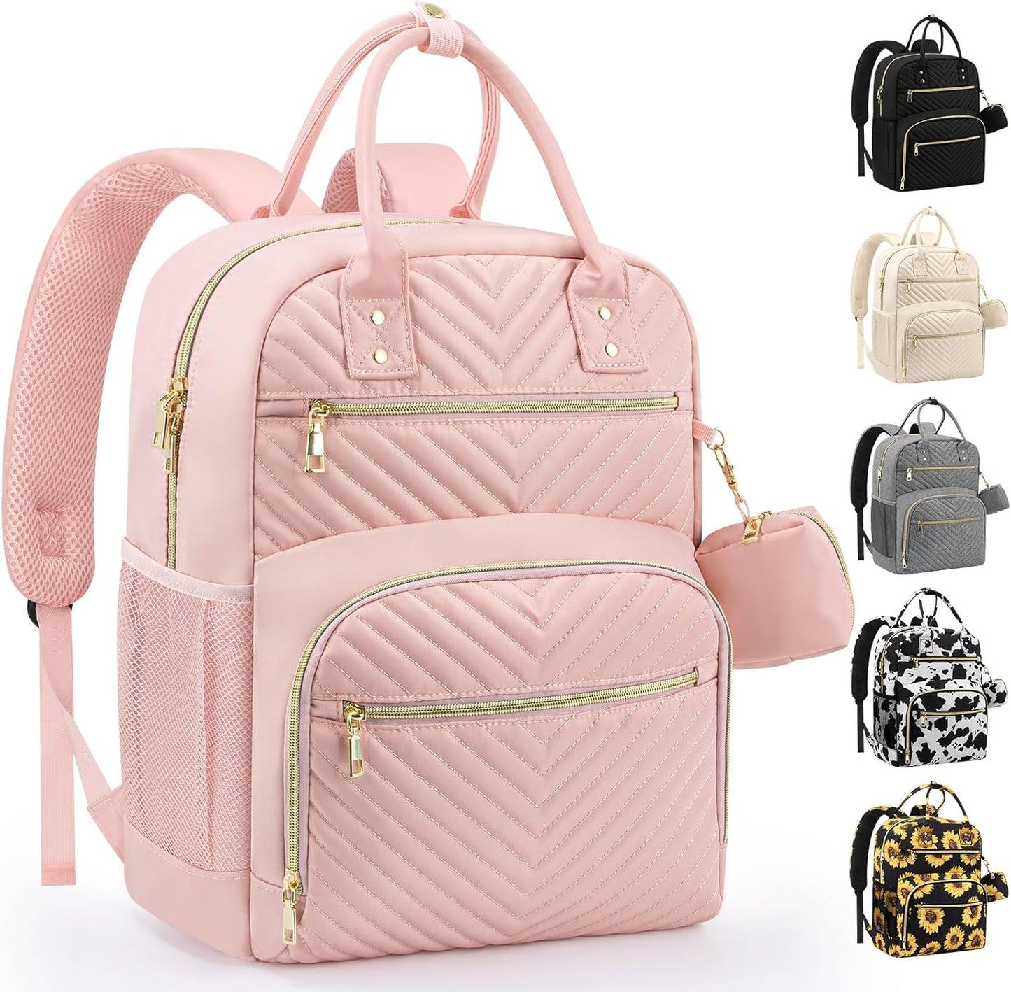 Diaper Bag Backpack,Baby Essentials Diapers Bag with Pacifier Case,Multipurpose Stylish Large Capacity Travel Backpack for Baby Girl/Boy(M-Pink)