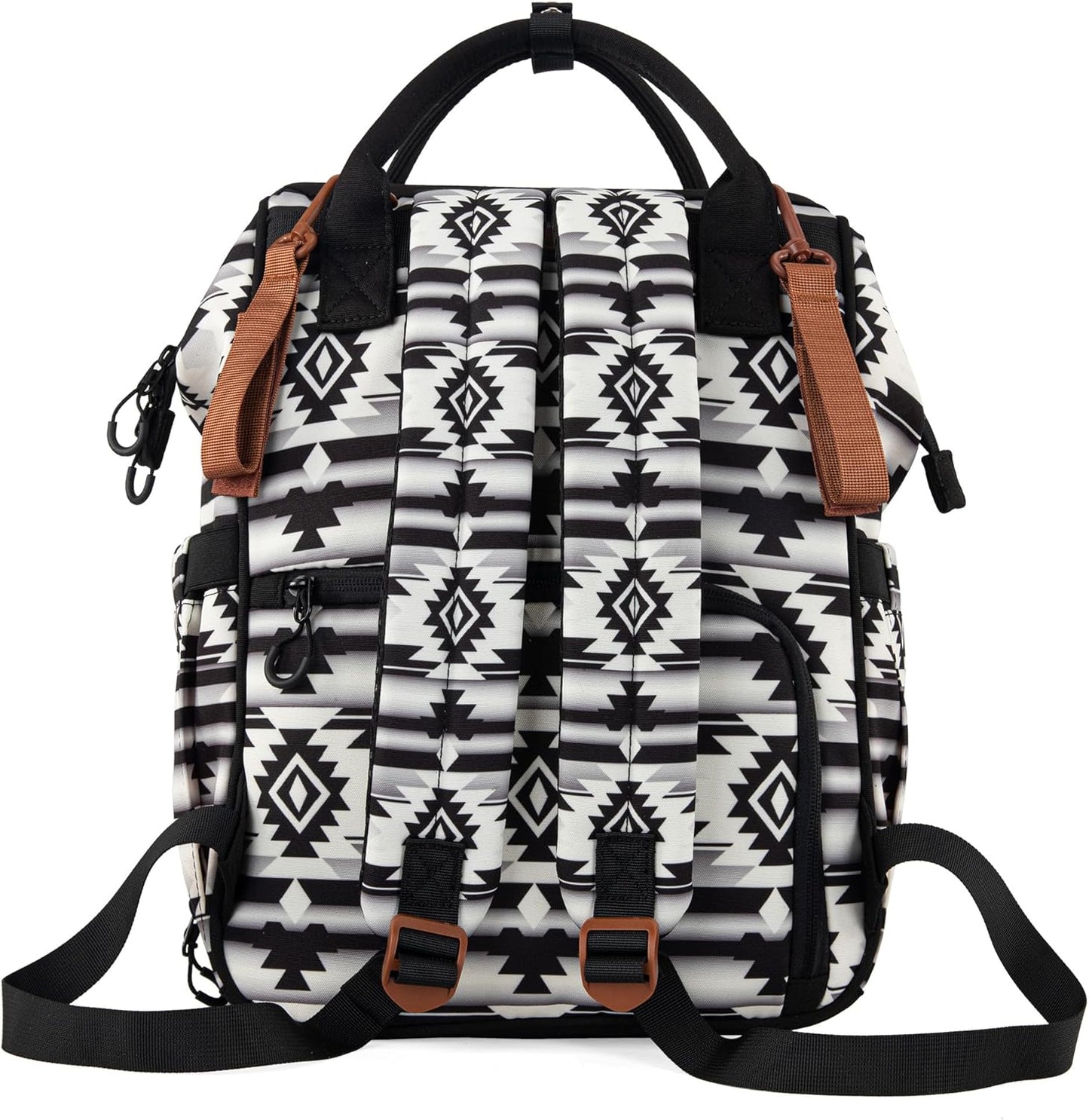 Wrangler Aztec Backpack Organized Daypack Travel Baby Bag with Stroller Strap and Side Bottle Pockets WG2204-9110BK