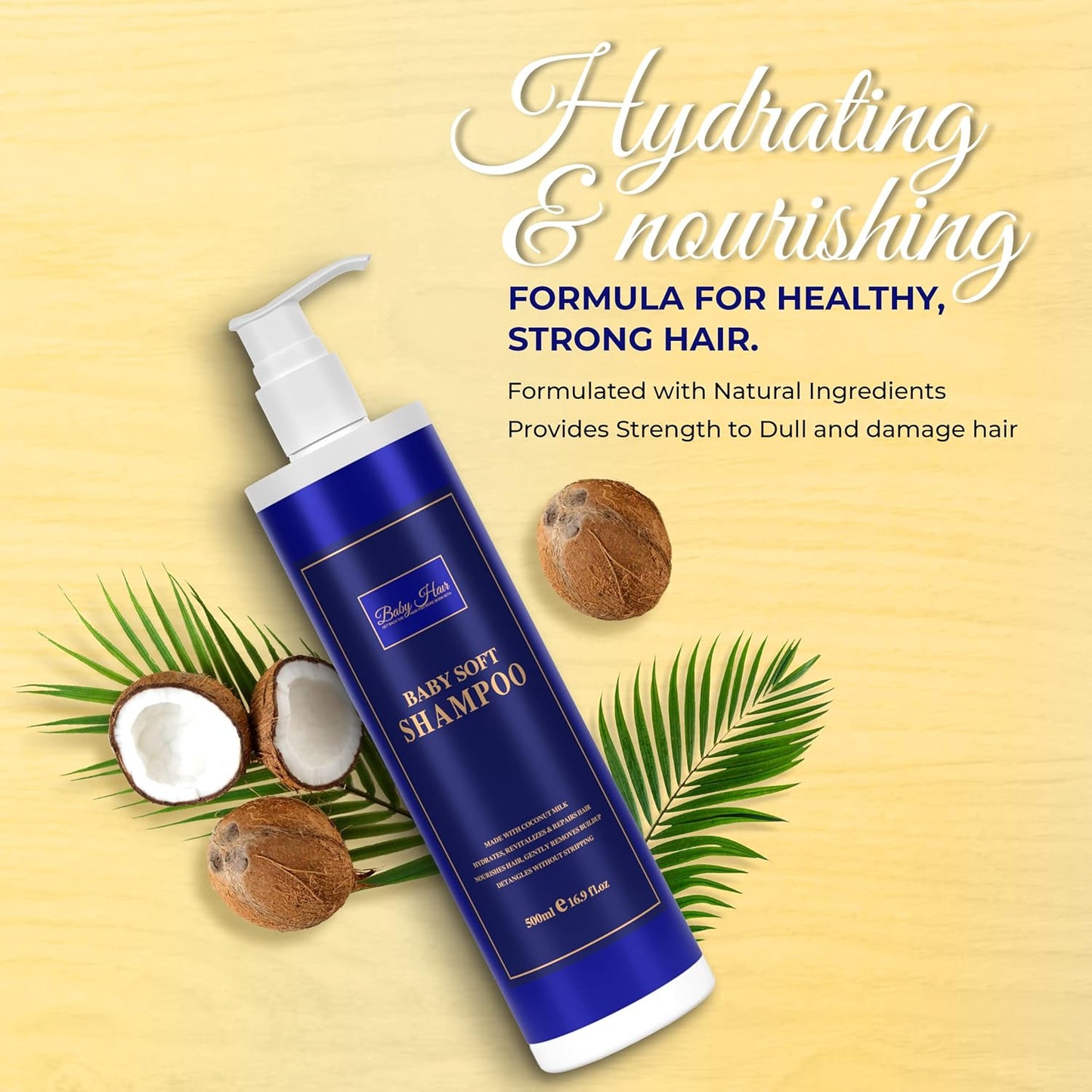 Baby Hair, Coconut Tress Intense Moisture Shampoo and Conditioner Duo - Hydrating Hair Care for All Hair Types Count Pack 33.8oz.