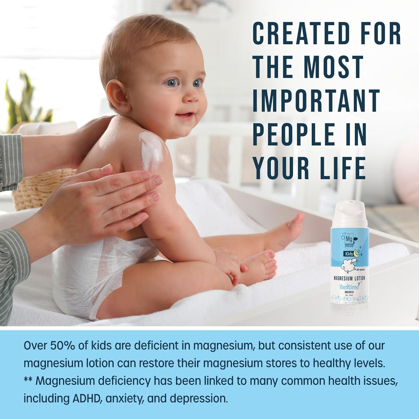 Unscented Magnesium Lotion for Kids | Each 5oz Bottle is Proudly Made in America | 250mg in each Teaspoon | We use Natural Shea Butter in Our Paraben-Free Magnesium Lotion for Sleep