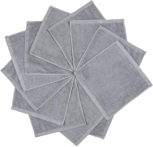 Baby Washcloths, Face Towels for Newborn/Infant/Kids/Adults, 12 Pack, 12x12 inches, Ultra Soft (Grey)