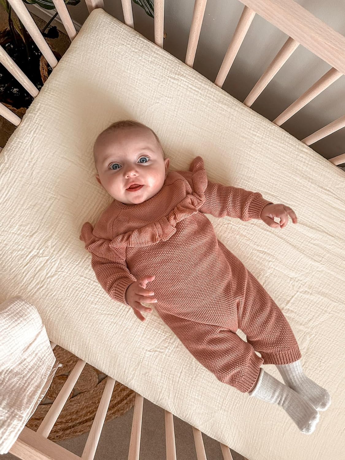 Crib Sheets for Baby Boy Girl 2 Pack, Fitted Crib Mattress Sheet 28" x 52", Muslin Toddler Bedding with Neutral Style, Nursery Bedding Essentials (Beige & Pale Yellow)