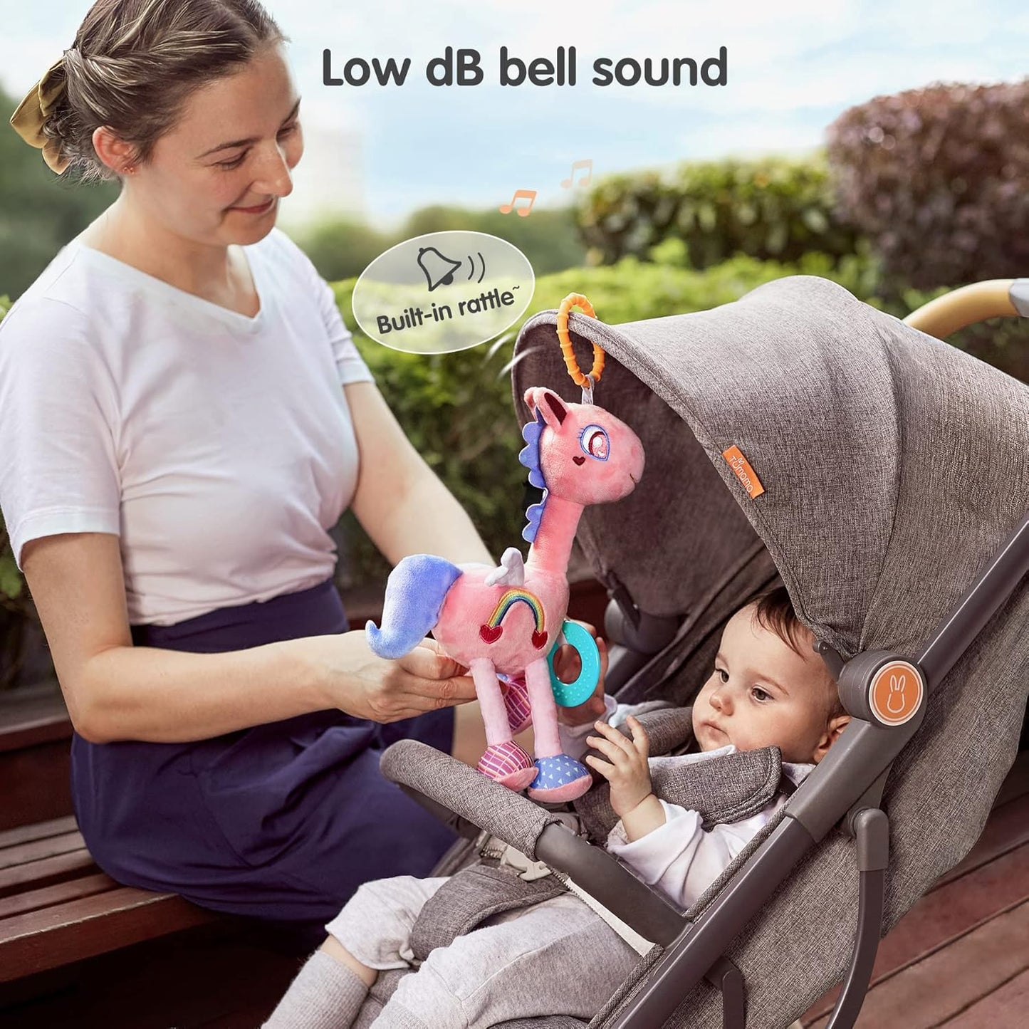 TUMAMA Baby Plush Hanging Rattle Toys, Crib Car Seat Travel Stroller Playmat Soft Plush Toy with Wind Chimes, Best Birthday Gift for Newborn 0-12 Months