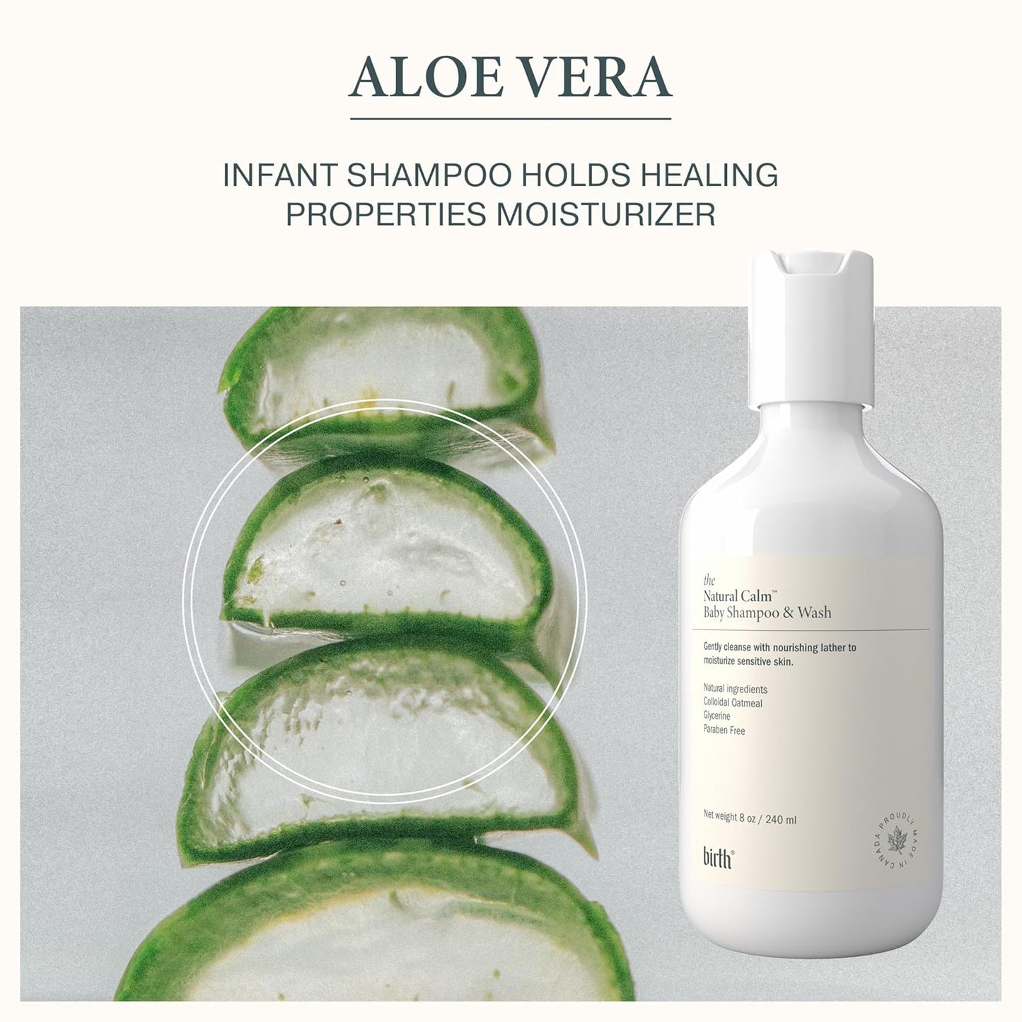 BIRTH SKINCARE Baby Shampoo & Wash - 2-in-1 Gentle Cleansing Aloe Vera & Colloidal Oatmeal Formula for Babies - Soothing, PH-Balanced Baby Body Wash - Free of Parabens, 8oz/ 240ml