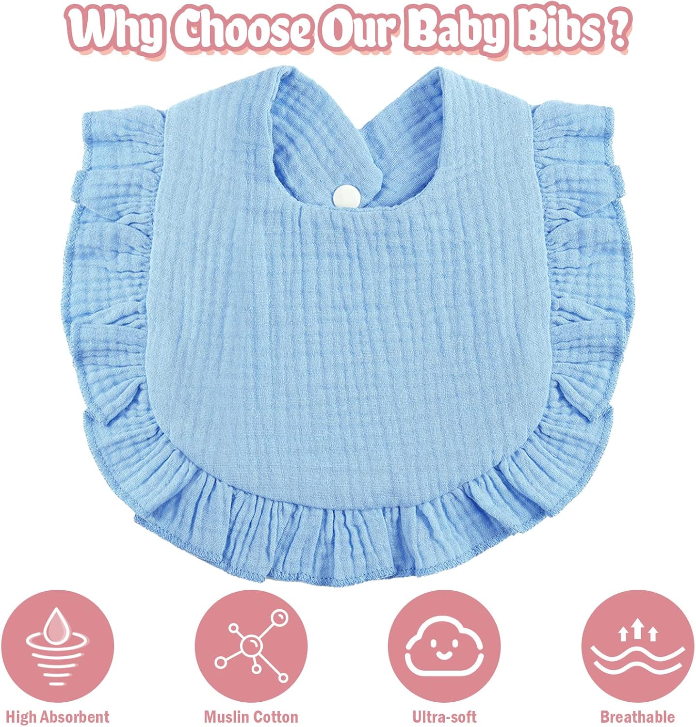 JaGely 12 Pieces Baby Muslin Bibs Bandana Drool Bibs for Boys and Girls Soft Adjustable Baby Cotton Teething and Drooling for Toddler Infant