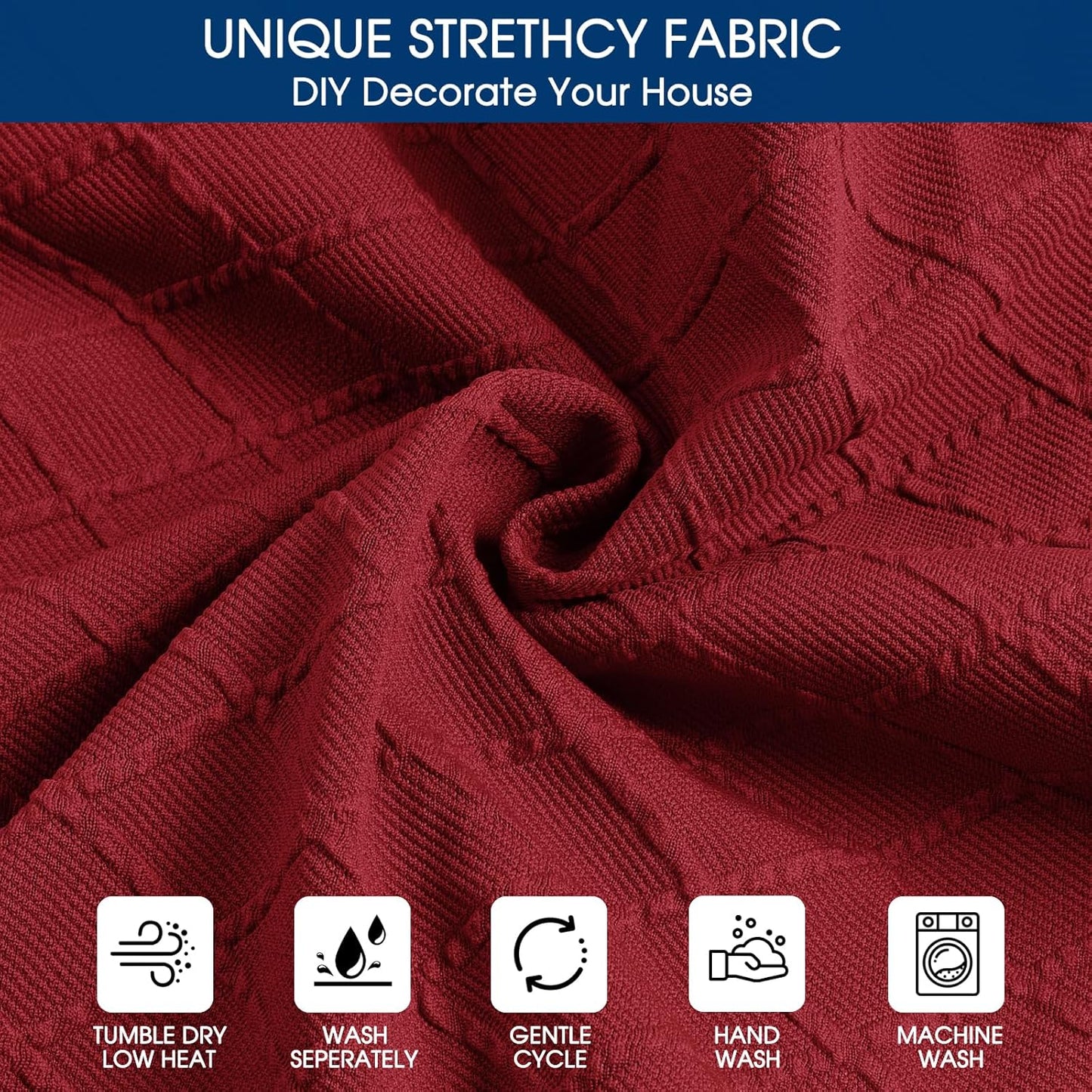 Yikko Chair Seat Covers, High-Density Check Jacquard Ekedalen Seat Covers for Dining Kitchen Restaurant Banquet, Stretch Removable Washable Chair Seat Cushion Protector (4, Wine Red)