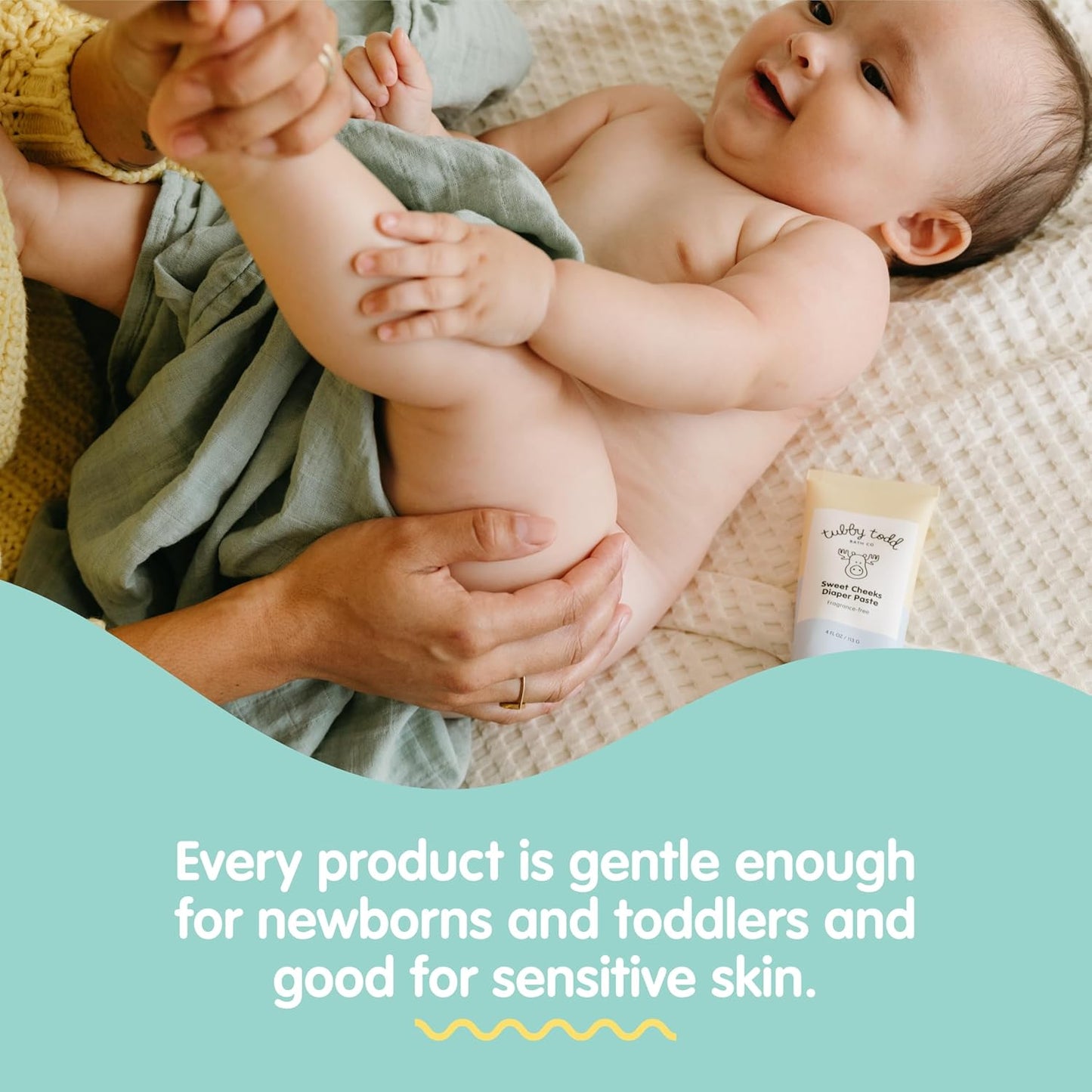 TUBBY TODD Baby Bath & Skincare Kit - The Baby Bundle - Shampoo and Body Wash, Everyday Lotion 8.5 Oz, All Over Ointment 3.5 Oz & Diaper Paste Cream 4 Oz Gift Set - Fragrance-Free