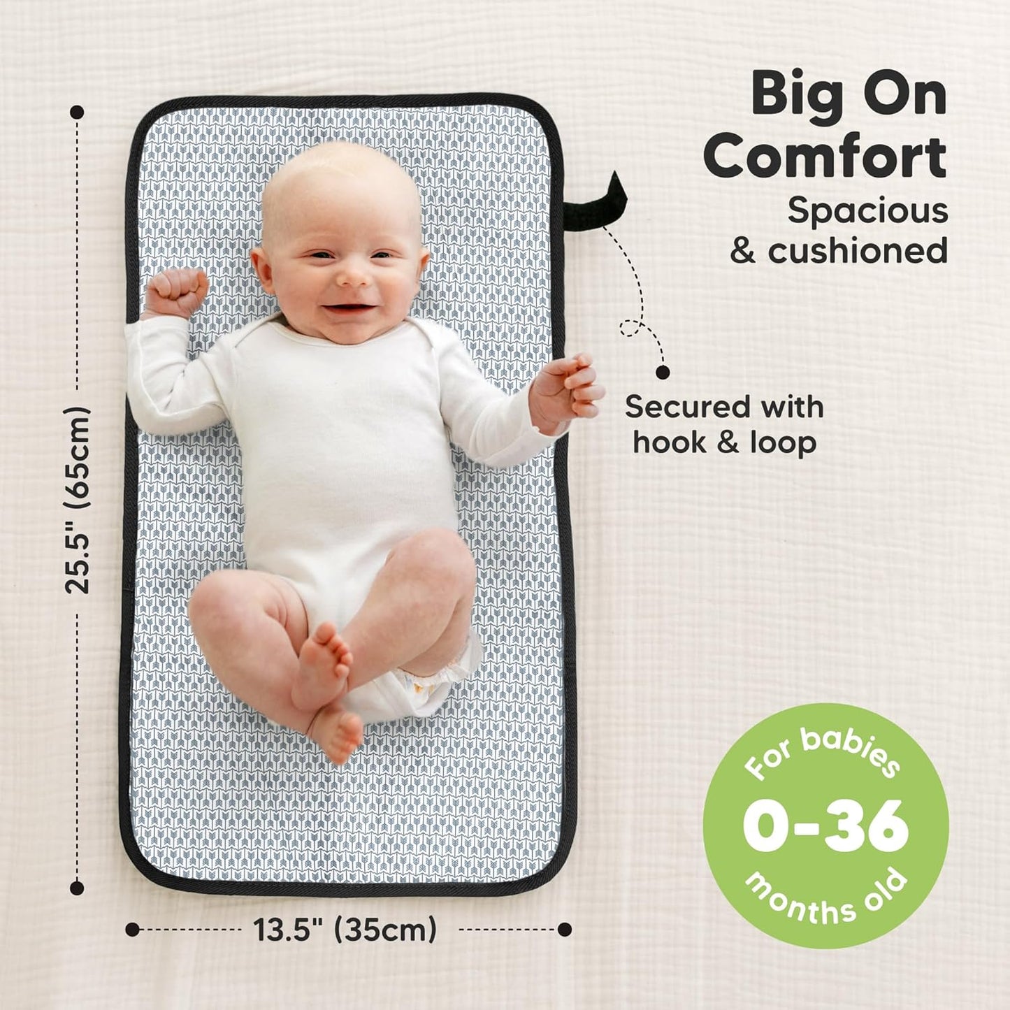 KeaBabies Portable Diaper Changing Pad, Easy Wipe Clean - Foldable Waterproof Baby Changing Mat for Diaper Bag, Compact, Lightweight, 25x13 Newborn, Infant, Baby Changer Travel Essential (Pixel)