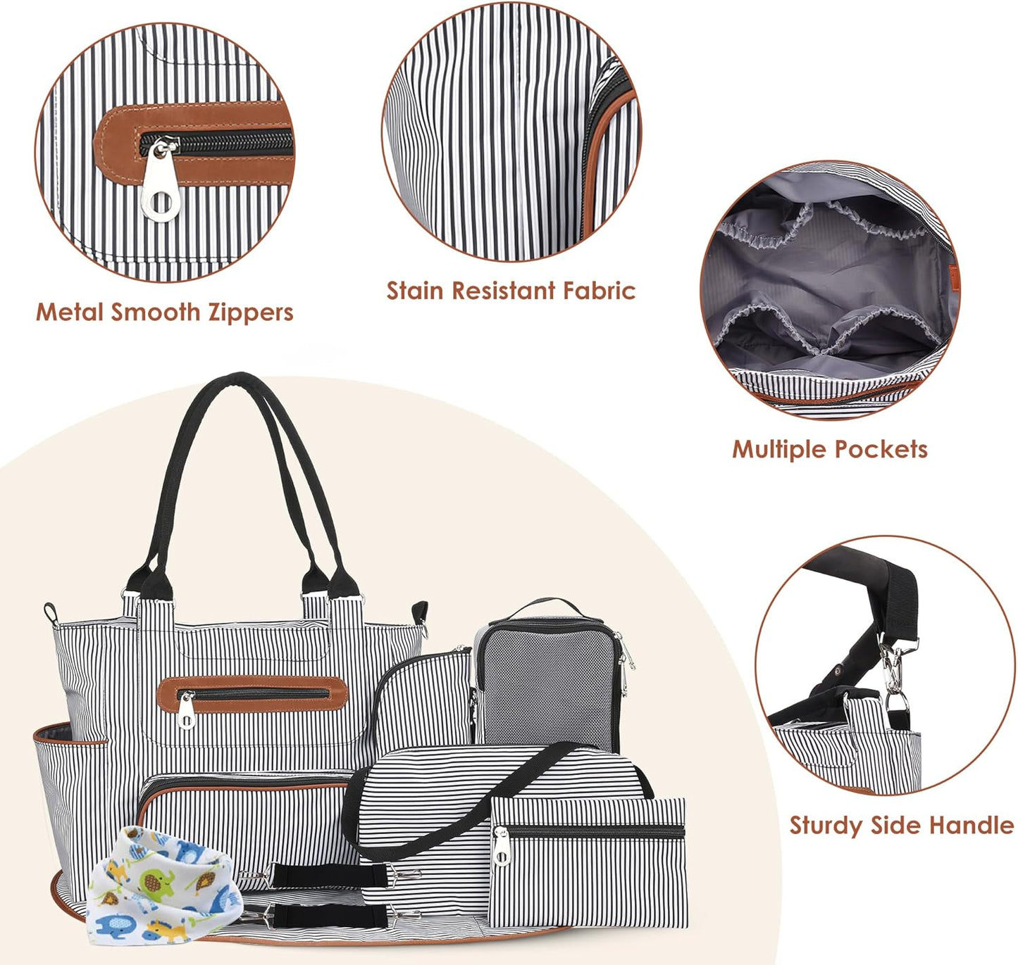 5PCS Baby Diaper Bag Set, Large Baby Doll Diaper Backpack