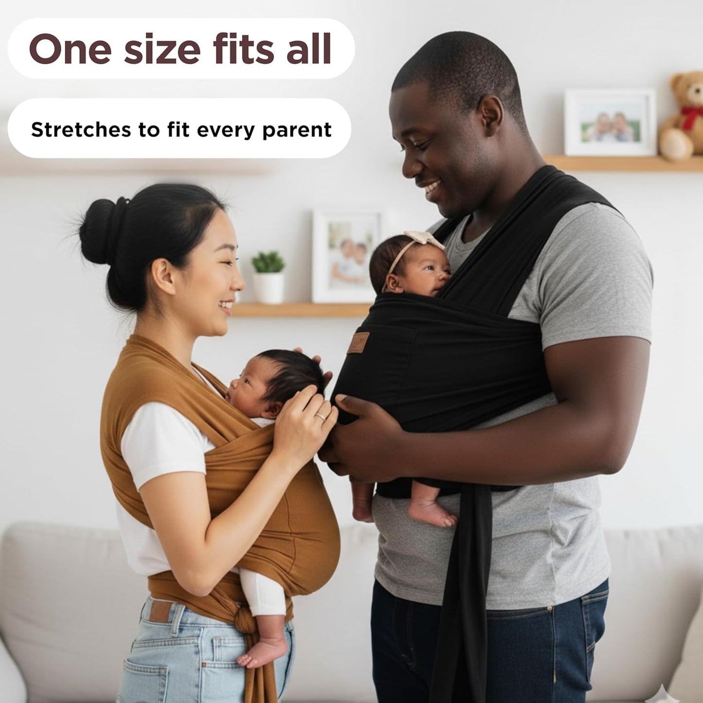 Baby Wrap Carrier - Premium Cotton Baby Carrier Wrap for Newborn to Toddler- Infant Carrier for Babies 8-35 lb - Baby Holder One Size Fits All with Front Pocket by Max&so