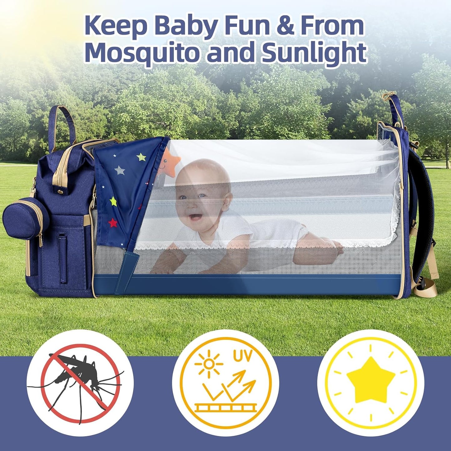 Baby Diaper Bag Backpack,Baby Shower Gifts, Multifunctional Travel Diaper Bag, Gifts for Mom with Portable Diaper Pad (Blue)