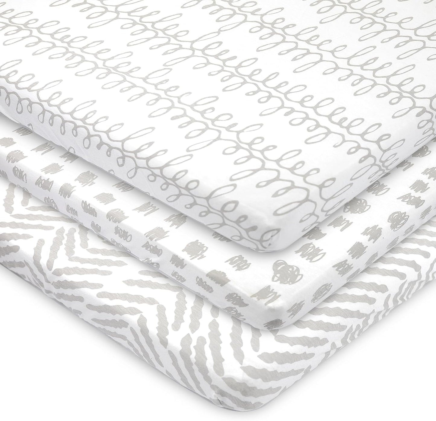 Bublo Baby 100% Organic Cotton Pack & Play Sheets 2-Pack (38″ × 24″) – Hypoallergenic & Toxin-Free Mini Crib/Travel Crib/Playpen Fitted Sheets – Deep-Pocket, Breathable, Neutral Colours