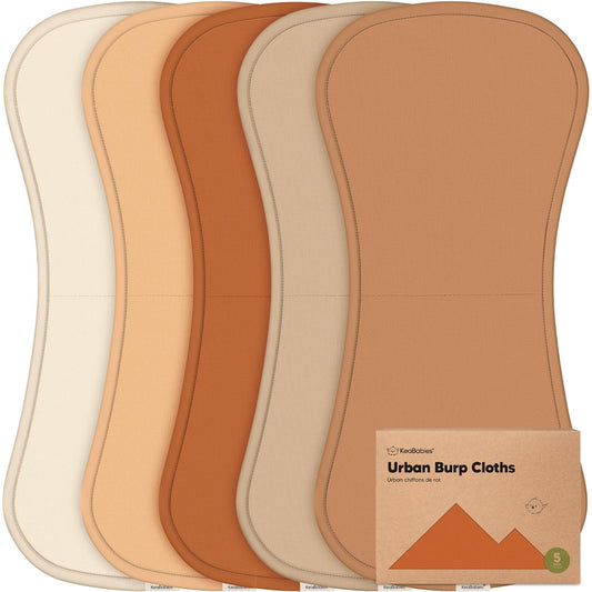 Organic Burp Cloths Baby Boy & Girl - 5-Pack Super Absorbent Cotton Burping Cloths for Babies, Soft & Plush Newborn Spit Up Rags, Infant Towels for Milk Spit Up, Unisex, Large 21" x 10" (Terracotta)