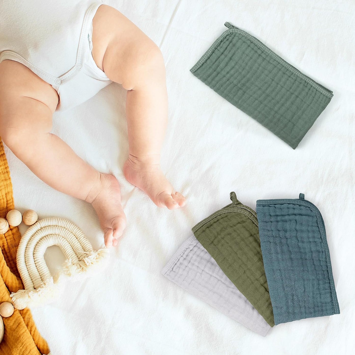 Buryeah Muslin 20 Pcs Burp Cloths Large 20" x 10" 100% Cotton 6 Layers Ultra Absorbent and Soft Hand Washcloths for Baby Drool and Messes Gentle Burp Cloth for Boys & Girls(Dark Colors)