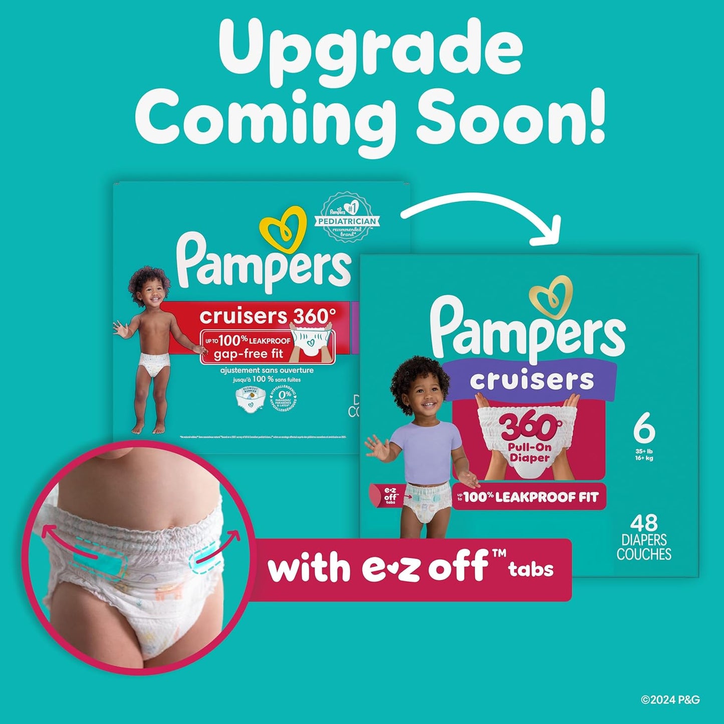 Pampers Diapers - Cruisers 360 - Size 4, 21 Count, Babyproof up to 100% Leakproof Pull-On Diaper (Packaging May Vary)