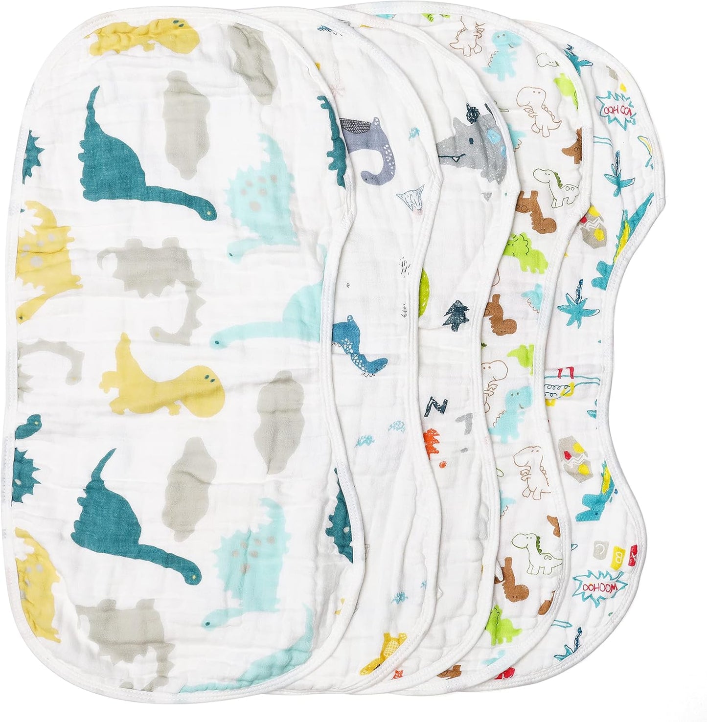 ShoppeWatch Muslin Burp Cloths Baby Burping Bibs 100% Organic Cotton 5-Pack Large 6 Layers Thick Soft Absorbent Cloth Spit Up Dribble Towels Rags for Newborns & Babies Unisex Shower Gift BB20